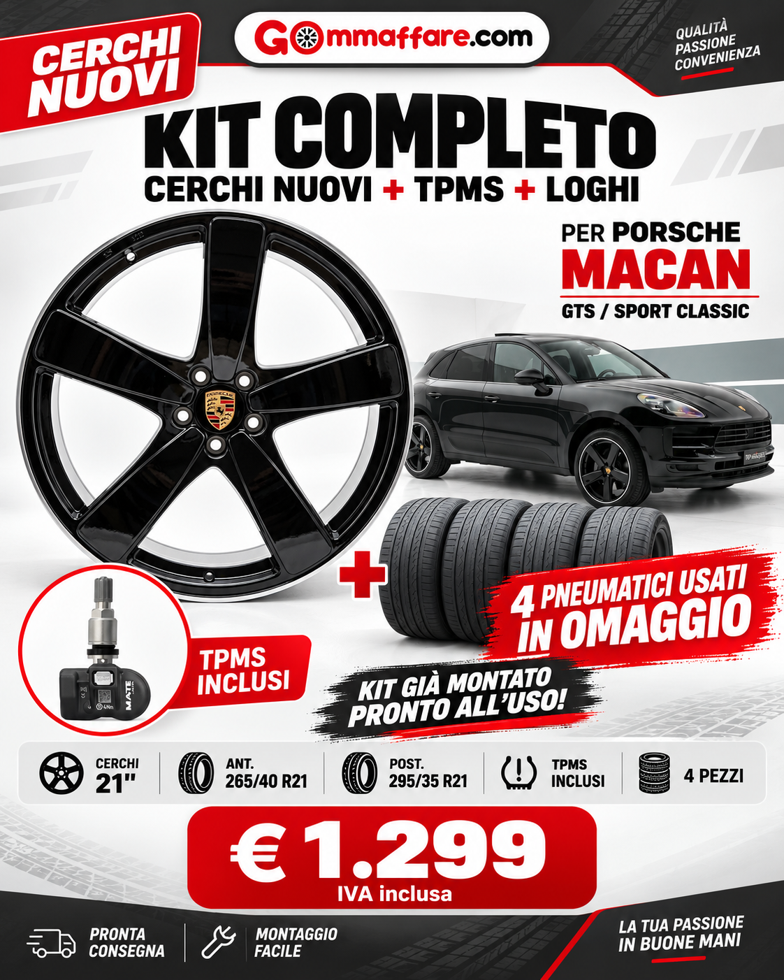Gommaffare PORSCHE MACAN gts turbo SPORT CLASSIC kit completo